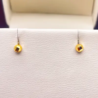 22ct Yellow Plain Gold Baby Stud Earrings Claw Set Child Friendly 3.0MM • £100