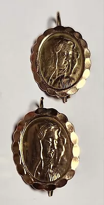 Vintage Georg Jensen 9ct Rose And Yellow Gold Virgin Mary Earrings 4.5g 20mm • $186.75
