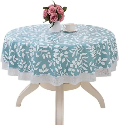 Levylisa Round Tablecloth Blue Leaves Printed Table Cover 60inch Dining Decorati • $13.10