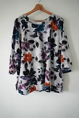 Simply Vera Wang Pullover Sweater Long Sleeve Lightweight Floral Gray Woman XXL • $21.99