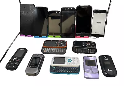 Lot Of 13 Smartphones Flip Phones For Prts/ Repair  - Iphone Android Motorola • $129.99