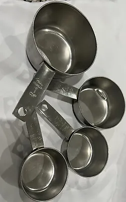 Vintage Foley Logo Stainless Steel Measuring Cups Set Of (4) 1 1/2 1/3 1/4 • $24.99