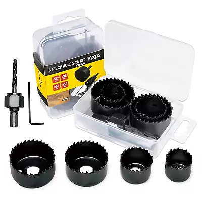 6PCS Hole Saw Kit 1-1/4  To 2-1/8 (32-54Mm) Hole Saw Set In Case With Mandrels A • $10.58