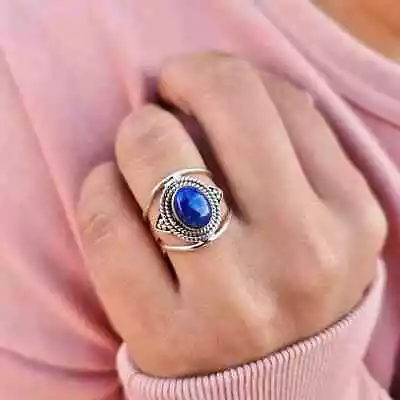 Beautiful Lapis Lazuli Ring Handmade 925 Sterling Silver Love All Size Ring AB01 • $13.99