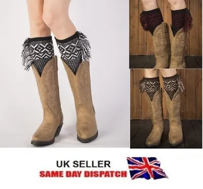£3.49 • Buy Pair Of Women's Knitted Boot Cuffs Toppers Short Ankle  Shin Leg Warmers 