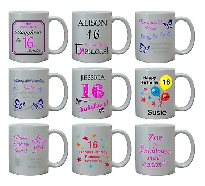 PERSONALISED 16th BIRTHDAY GIFT GIRLS MUG CUP DAUGHTER NIECE 16 FOR HER AGE 16 • £10.95