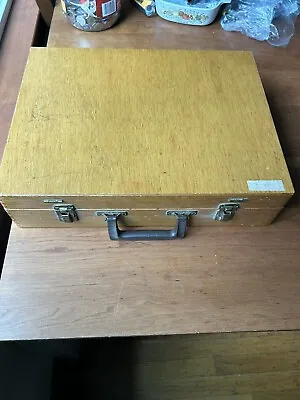 Vintage Wooden Artist Painters Palette Case Travel Box Dovetail Suitcase 17x13 • $50