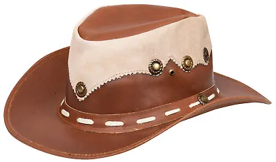 £19.76 • Buy Australian Western Style Cowboy Outback Real Leather And Suede Aussie Bush Hat