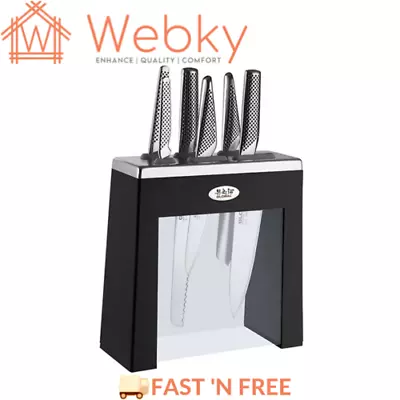 Global Kabuto 7 Piece Knife Set With Acrylic Block - Black • $510