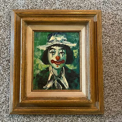 Vintage Signed Framed Clown Painting Beautiful And Fun Piece • $59.95