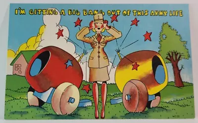 WWII Postcard  I'm Getting A Bang Out Of This Army Life  WACS Comic UNP ~Pb259 • $9.99