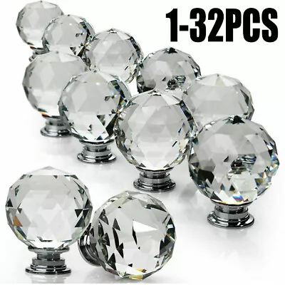 £6.59 • Buy Clear Crystal Diamond Glass Door Knobs Cupboard Drawer Furniture Handle Cabinet