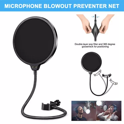 Double Layer Studio Microphone Pop Filter Wind Screen Mic Shield For Recording • $10.09