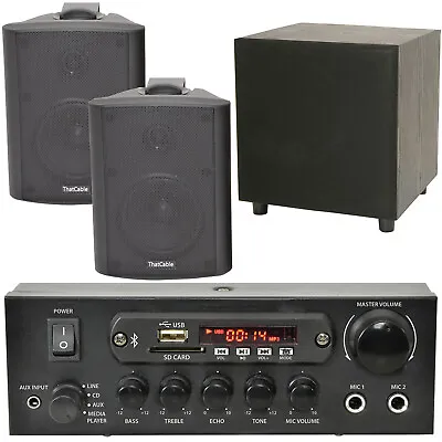 £286.99 • Buy PREMIUM TV Sound System Black Wall Speakers 200W Subwoofer & Bluetooth Amp Kit