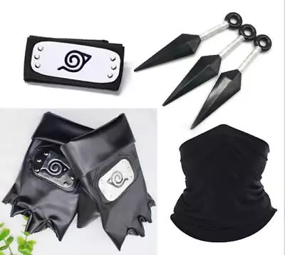 Naruto Hatake Kakashi Leaf Village Headband & Gloves Ninja Cosplay Prop Gift • £10.87