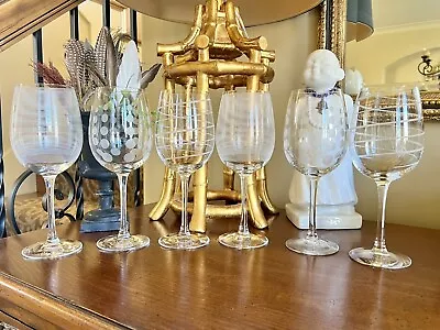 Mikasa Cheers Etched Glass Signed Set Of 6  White Wine Glasses Stem Goblets • $52.50