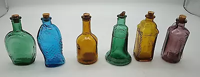 6 Vintage GLASS MINI BOTTLES WHEATON TAIWAN 3 - 3.5  Tall Taiwan 1970's Lot # 2 • $24.99