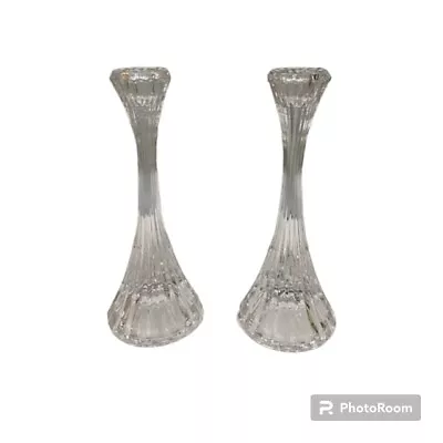 Vintage Pair Of Mikasa Park Lane Candle Holders Glass Crystal Ribbed 8  • $30