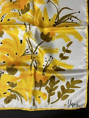 Vintage Vera Neumann Chiffon Scarf Yellow Tiger Lilies / Florals  43”x 14.5” • $16