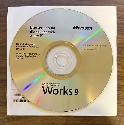 MICROSOFT WORKS 9 Software 2007  • $16.95