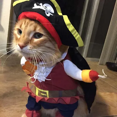 £4.99 • Buy Halloween Pet Dog Cat Pirate Clothes Suite Costume Outfit Caribbean Cosplay Set