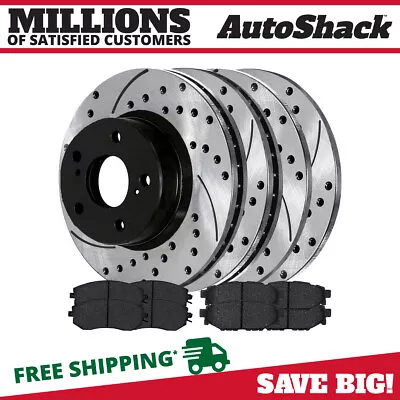 Front And Rear Drilled Brake Rotors Black & Pads For Subaru Outback Forester • $146.08