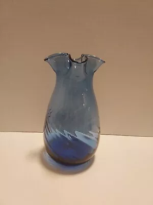 Vintage Cobalt Blue Swirled Glass Vase Dartington? • £18.30