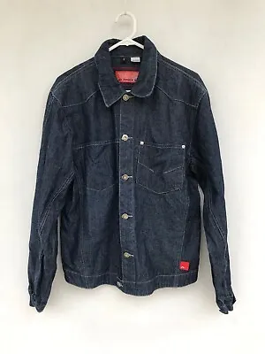 Mens Rusty Experimental Denim R.E.D Denim Jean Jacket Blue With Pockets Size L  • $29