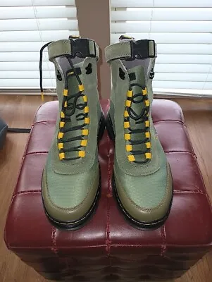 Dr. Martens COMBS TECH Khaki Green Milled Nappa Hi Suede Boots 27929384 US 11 • $120