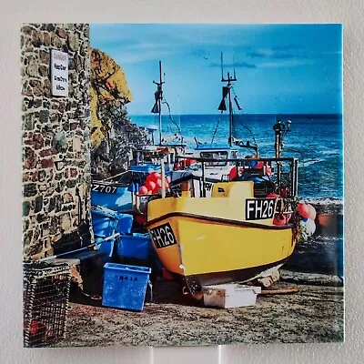 Ceramic Tile Wall Photo Art Colourful Fishing Boats Harbour Picture Decor  • £19.99