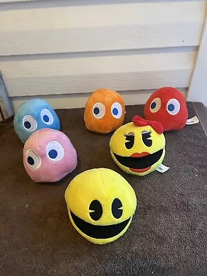 Bandai Namco - 7  Pac-Man Ms. Pac Man & 4 Ghost.    Lot Of 6 Plush Stuffies • $23