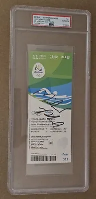 Michael Phelps Signed 2016 Olympics Men Swimming Ticket PSA Graded Full Auth • $1100