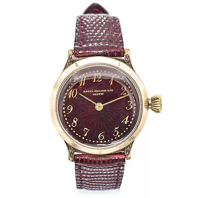 Vintage Patek Philippe Geneve Burgundy Red Guilloche Enamel Dial Men's Watch • $910