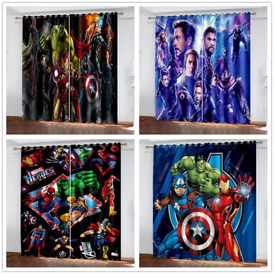 3D Marvel Superheroes Blackout Curtains Kids Bedroom Curtains Ring Top Eyelet • £31.20