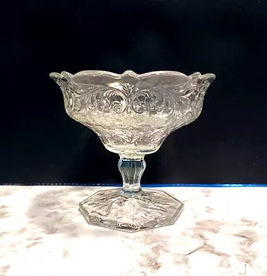McKee Rock Crystal Clear Open Jam/Jelly Compote Bowl Depression Glass Floral • $12.34