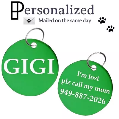 Custom Engraved Personalized Pet Tag Id Dog Cat Name Tags Aluminium / Round • $2.39