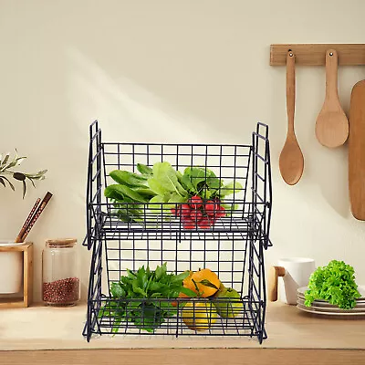 Stackable Wire Baskets Snack Canned Foods Storage Basket For Fruit Veggies Store • $21.85