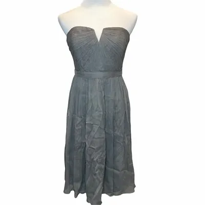 J.Crew Nadia Dress Silk Chiffon Graphite Grey Wedding & Parties Collection 8 • $45