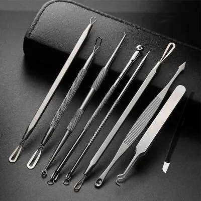 $7.65 • Buy 9 Pcs Pimple Popper Blackhead Remover Kit Dr Tool Comedone Zit Extractor Tool