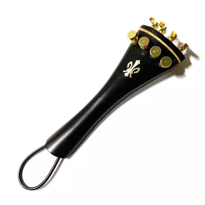 4/4 Violin Ebony Wood Fitting Tailpiece With 4 Fine Tuners Golden Flower Inlaid  • $14.99