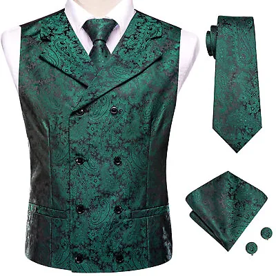 Double Breasted Lapel Vest Retro Sleeveless Waistcoat For Men's Formal Attire • $26.99