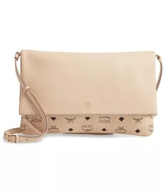 NWOT MCM Visetos Corina Foldover Crossbody Bag Latte Beige • $245