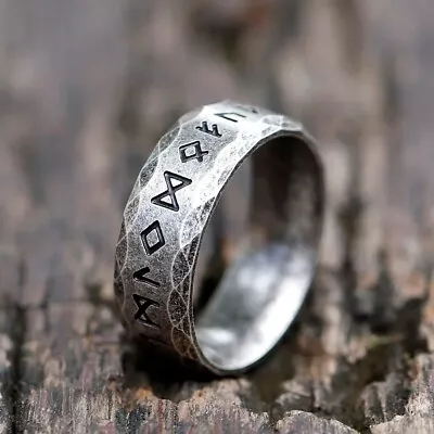 Vintage Style Odin Viking Rune Men's 316L Stainless Steel Rings Men Band Ring • $7.95