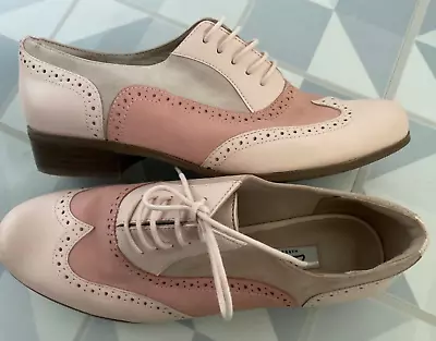 £24.99 • Buy Clarks Hamble Oak Pink & Cream Leather Cushion Plus Lace-up Brogues Shoes 7 D