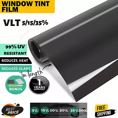 Giantz Window Tint Film Black Roll VLT 5%15%35% Commercial Car Home 76cmX7m AUS • $19.95