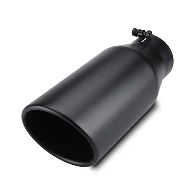Diesel Exhaust Tip 4  Inlet 6  Outlet 15  Long Black Stainless Steel Bolt-On • $38.70