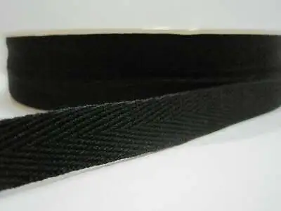 Herringbone Twill Tape Black 20mm 3/4 Inch Twill Tape Bias Binding Bunting • £2.49