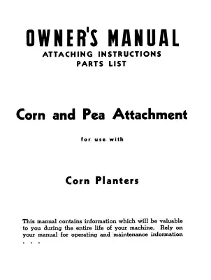 IH McCormick-Deering No. 23 Corn & Pea Hopper Attachment Manual Farmall Planters • $18