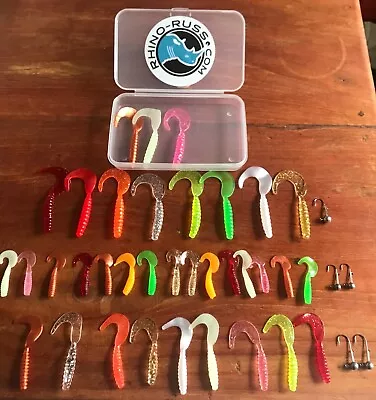 40 X Lure Drop Shot Set Jig Lead Head Soft Worm Shad Paddle Tail Pike Perch LRF • £6.48