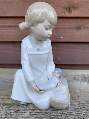 Vintage Zaphir Lladro 6  Pretending Girl With Baby Doll Figurine • £30.85